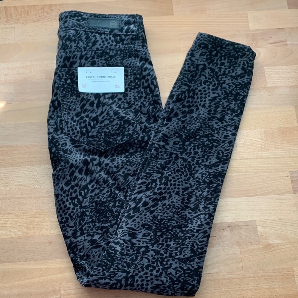 Adriano Goldschmied High Rise Skinny Ankle Gray and Black Print Jeans 24R NWT